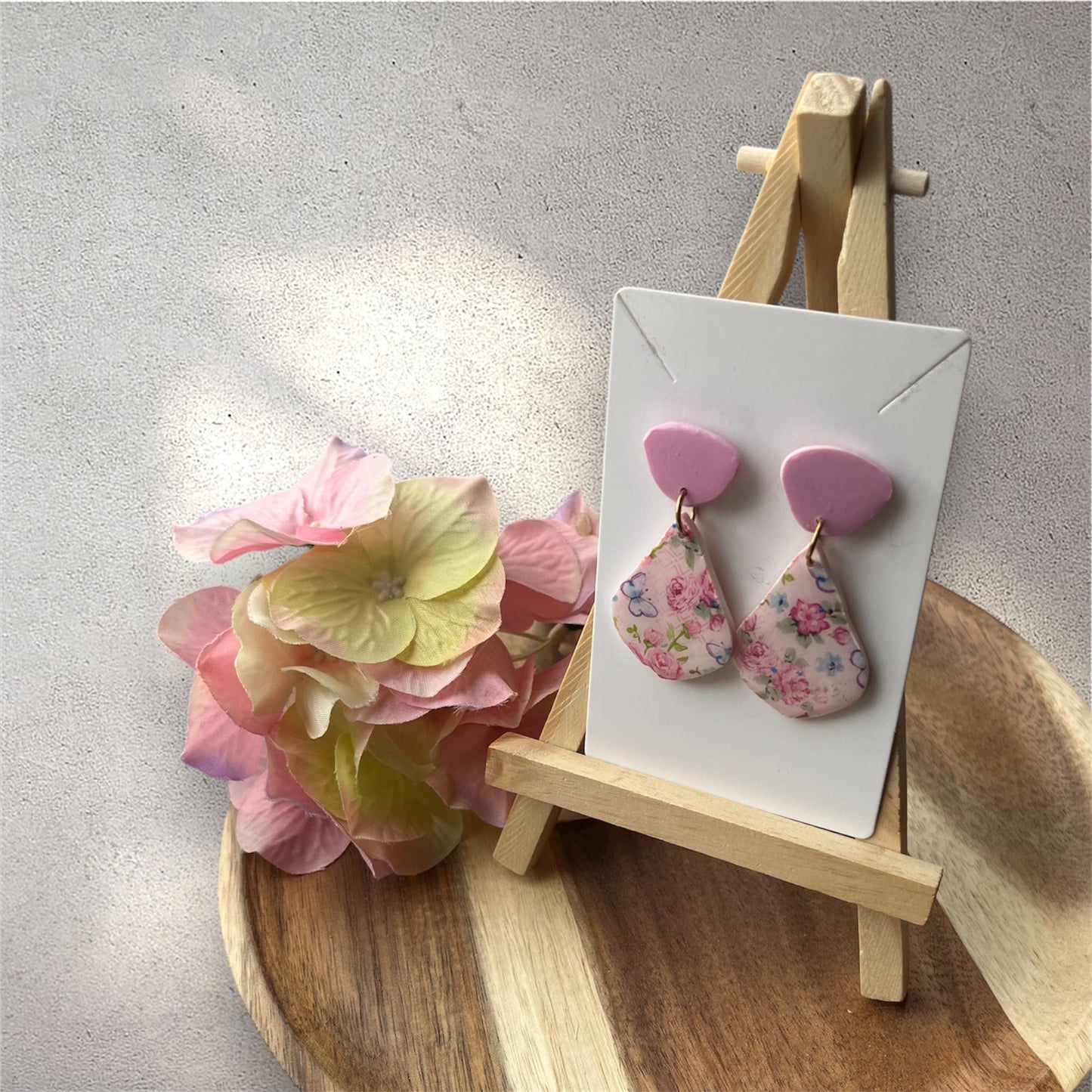 Pink floral dangles