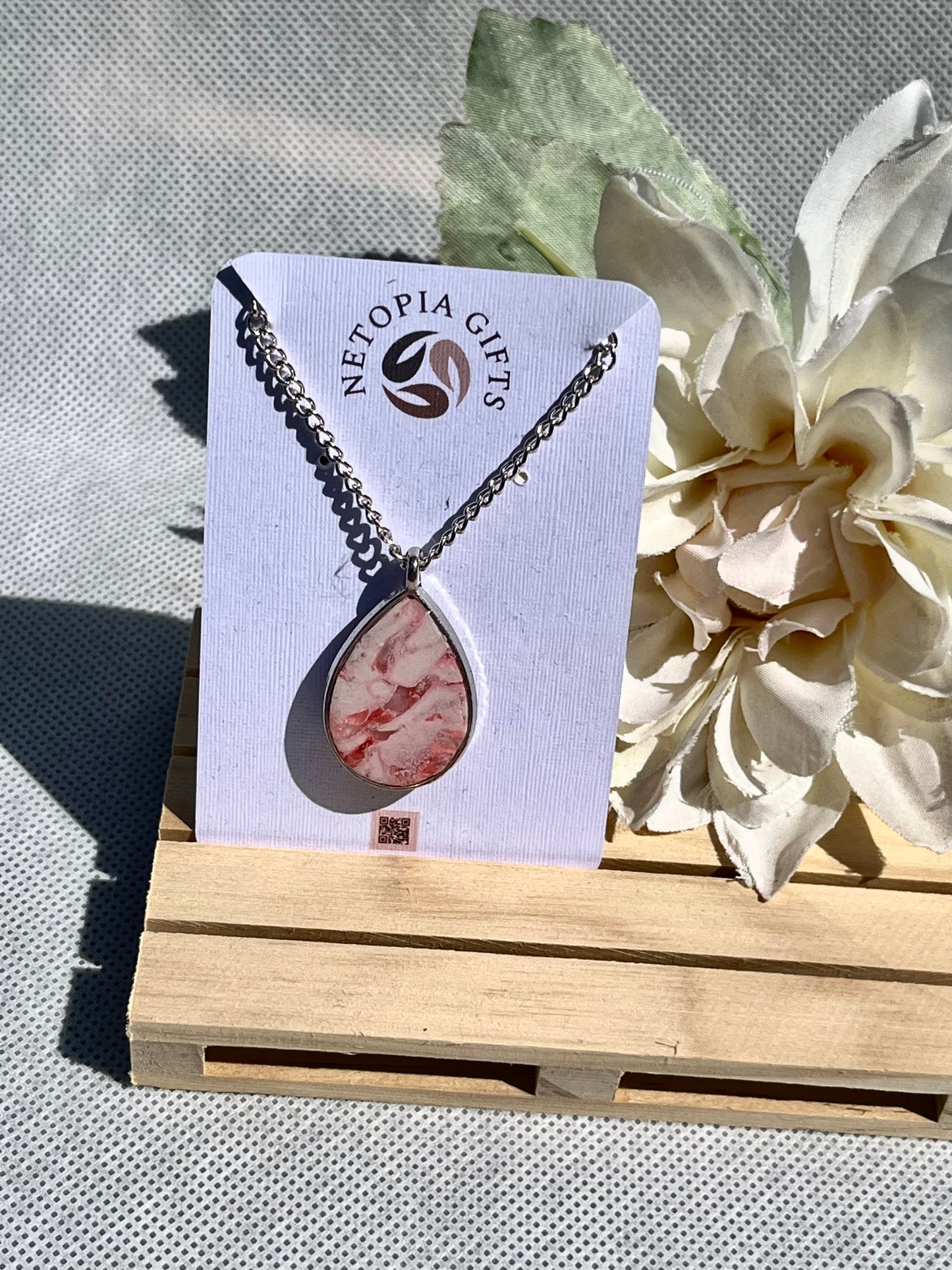 Pink bezel pendant