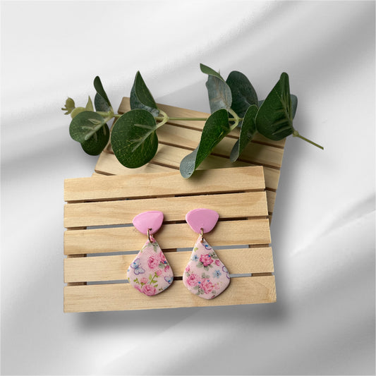 Pink floral dangles